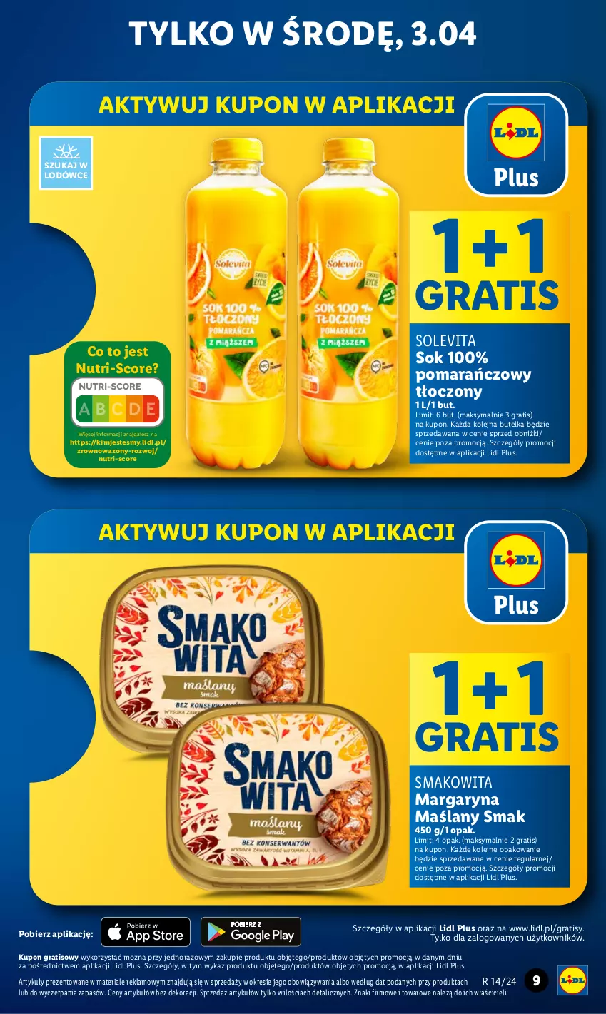 Gazetka promocyjna Lidl - GAZETKA - ważna 02.04 do 03.04.2024 - strona 9 - produkty: Gra, Margaryna, Olej, Smakowita, Sok, Wazon