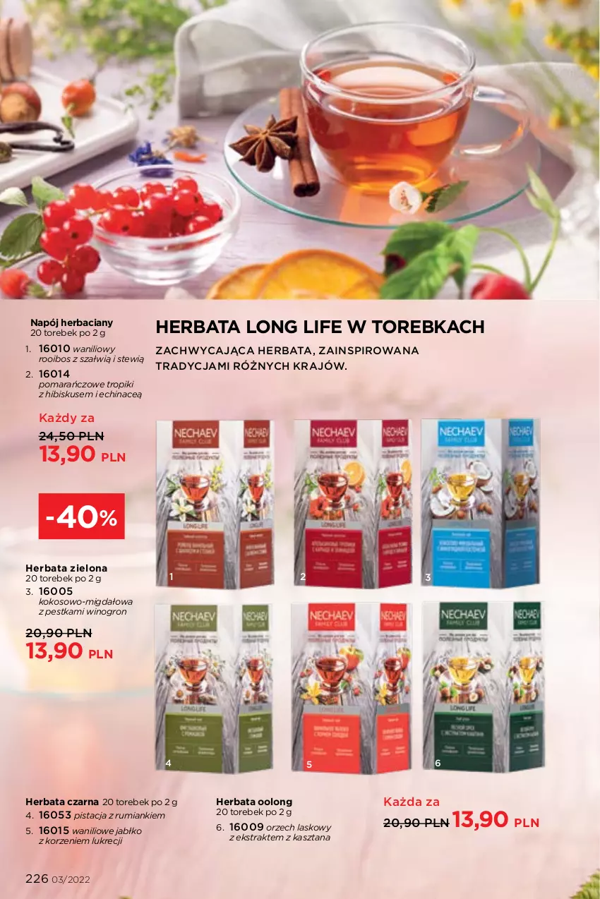 Gazetka promocyjna Faberlic - ważna 07.02 do 20.02.2022 - strona 226 - produkty: Herbata, Herbata czarna, Hibiskus, Kokos, Napój, Rum, Torebka, Wino