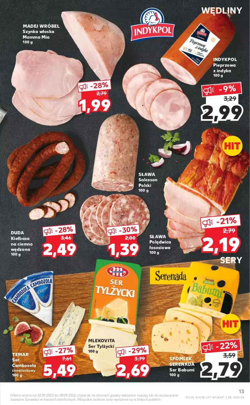 Gazetka promocyjna Kaufland - OFERTA TYGODNIA - ważna 22.09 do 28.09.2022 - strona 13 - produkty: Duda, Kiełbasa, Madej Wróbel, Mleko, Mlekovita, Pieprz, Polędwica, Salceson, Salceson polski, Ser, Ser tylżycki, Sos, Szynka