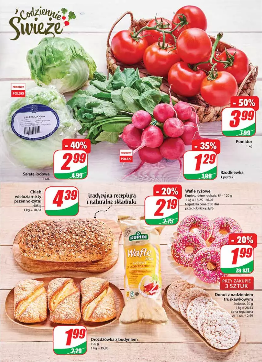 Gazetka promocyjna Dino - G25 - ważna 21.06 do 27.06.2023 - strona 13 - produkty: Chleb, Donut, Ryż, Rzodkiewka, Wafle