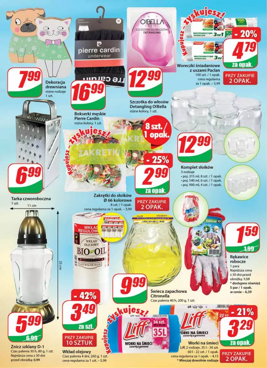 Gazetka promocyjna Dino - G25 - ważna 21.06 do 27.06.2023 - strona 24 - produkty: Bell, Bella, Danio, Olej, Pierre Cardin, Rękawice, Rękawice robocze, Szczotka, Szczotka do włosów, Tarka, Wkład olejowy, Worki na śmiec, Worki na śmieci, Znicz