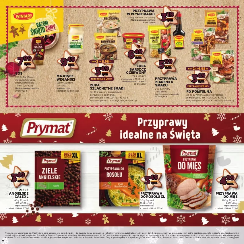 Gazetka promocyjna Stokrotka - Boże Narodzenie - ważna 12.12.2023 do 27.12.2024 - strona 28 - produkty: Maggi, Majonez, Mięso, Owoce, Piec, Prymat, Przyprawa do rosołu, Przyprawa w płynie, Salsa, Sos, Warzywa, Wiko, Winiary, Zupa