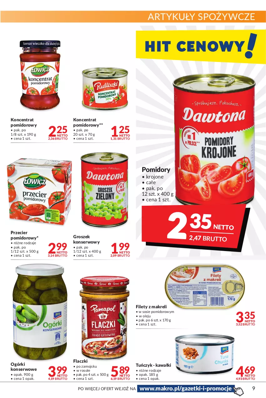 Gazetka promocyjna Makro - [Oferta promocyjna] Artykuły spożywcze i przemysłowe - ważna 27.12.2021 do 05.01.2022 - strona 9 - produkty: Artykuły spożywcze, Groszek, Kawa, Koncentrat pomidorowy, Ogórki konserwowe, Olej, Pomidory, Ser, Sos, Tuńczyk