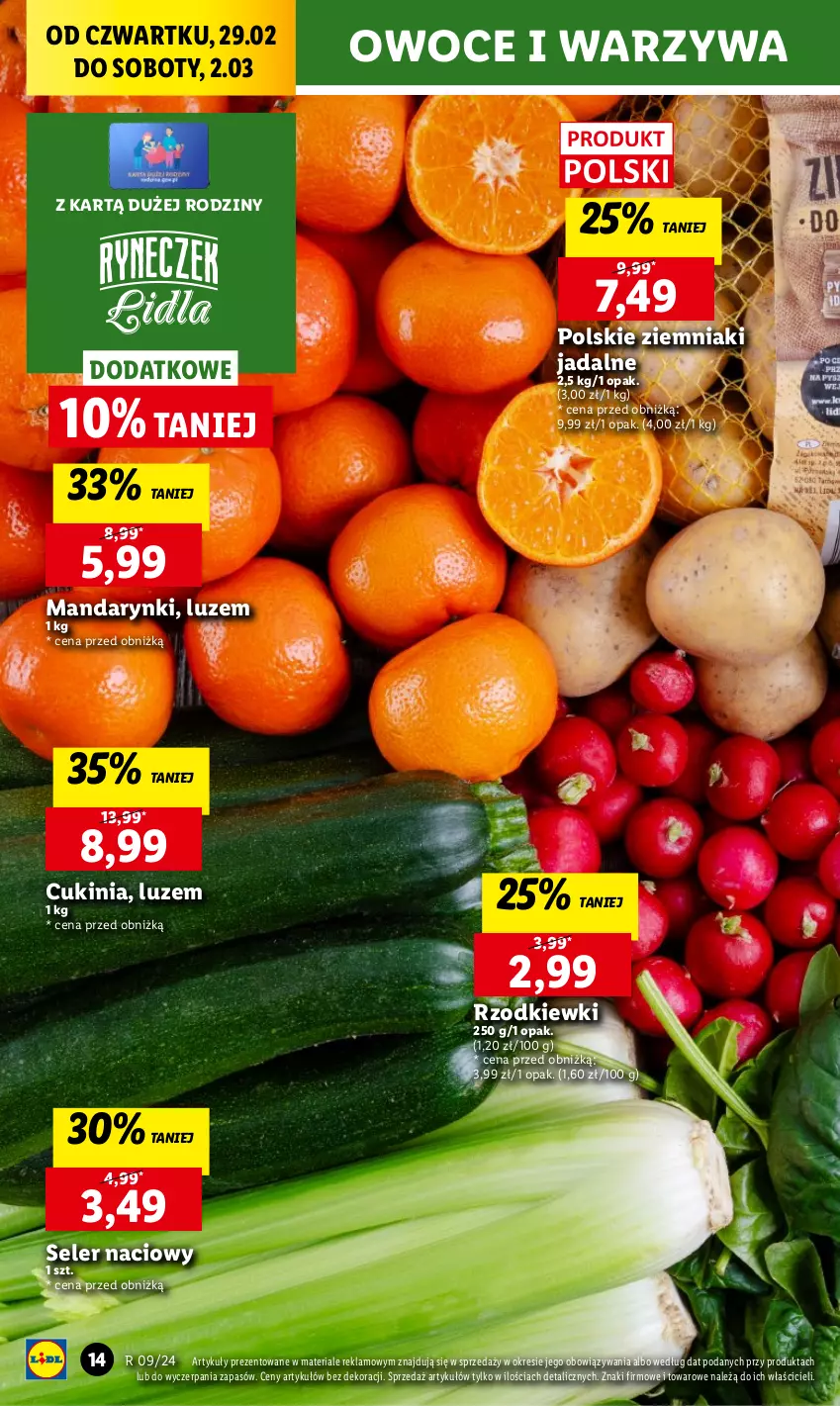 Gazetka promocyjna Lidl - GAZETKA - ważna 29.02 do 02.03.2024 - strona 18 - produkty: Chleb, Mandarynki, Owoce, Seler naciowy, Ser, Warzywa, Ziemniaki