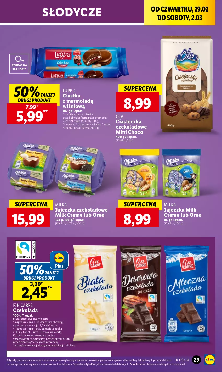 Gazetka promocyjna Lidl - GAZETKA - ważna 29.02 do 02.03.2024 - strona 35 - produkty: Ciastka, Czekolada, Deser, Milka, Mola, Olej, Oreo, Ser