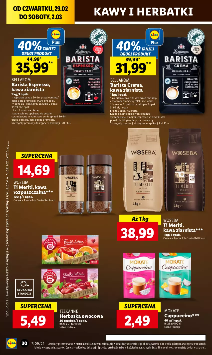 Gazetka promocyjna Lidl - GAZETKA - ważna 29.02 do 02.03.2024 - strona 36 - produkty: Bell, Bella, Cappuccino, Kawa, Kawa rozpuszczalna, Kawa ziarnista, Olej, Teekanne, Torebka, Woseba