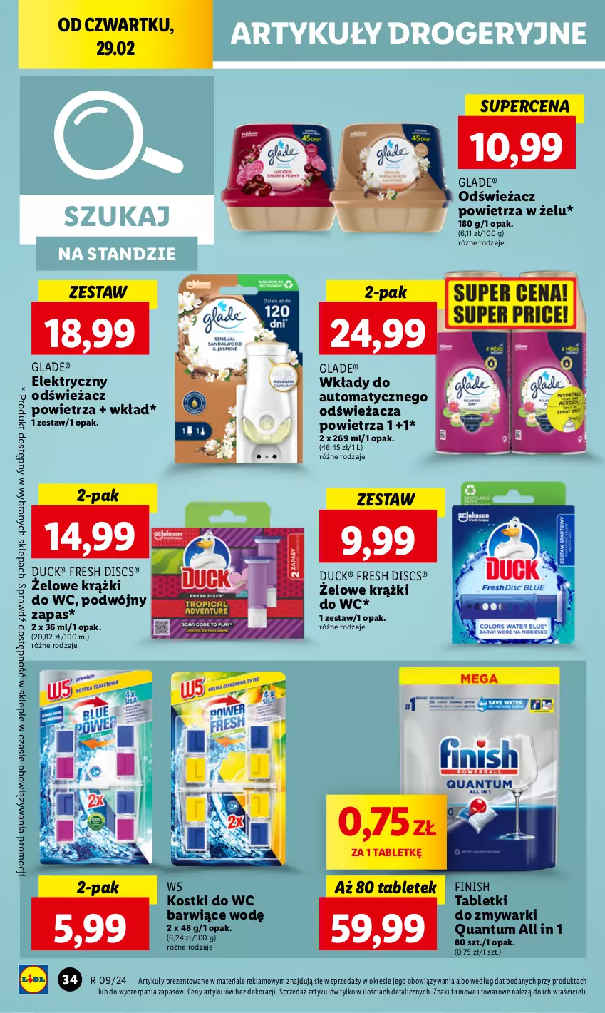 Gazetka promocyjna Lidl - GAZETKA - ważna 29.02 do 02.03.2024 - strona 42 - produkty: Duck, Finish, Odświeżacz powietrza, Tablet, Tabletki do zmywarki, Zmywarki