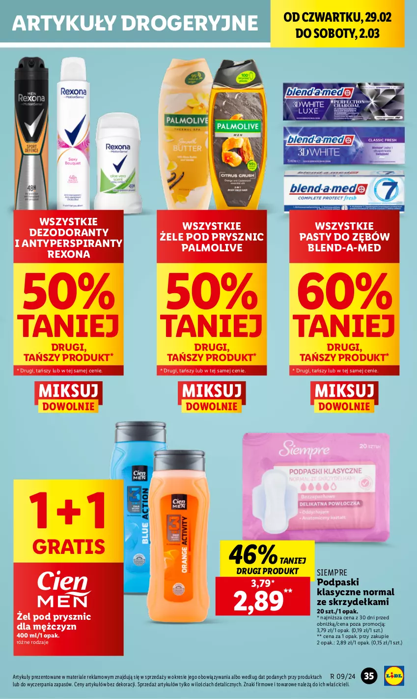 Gazetka promocyjna Lidl - GAZETKA - ważna 29.02 do 02.03.2024 - strona 43 - produkty: Antyperspirant, Blend-a-Med, Dezodorant, Gra, Palmolive, Podpaski, Rexona