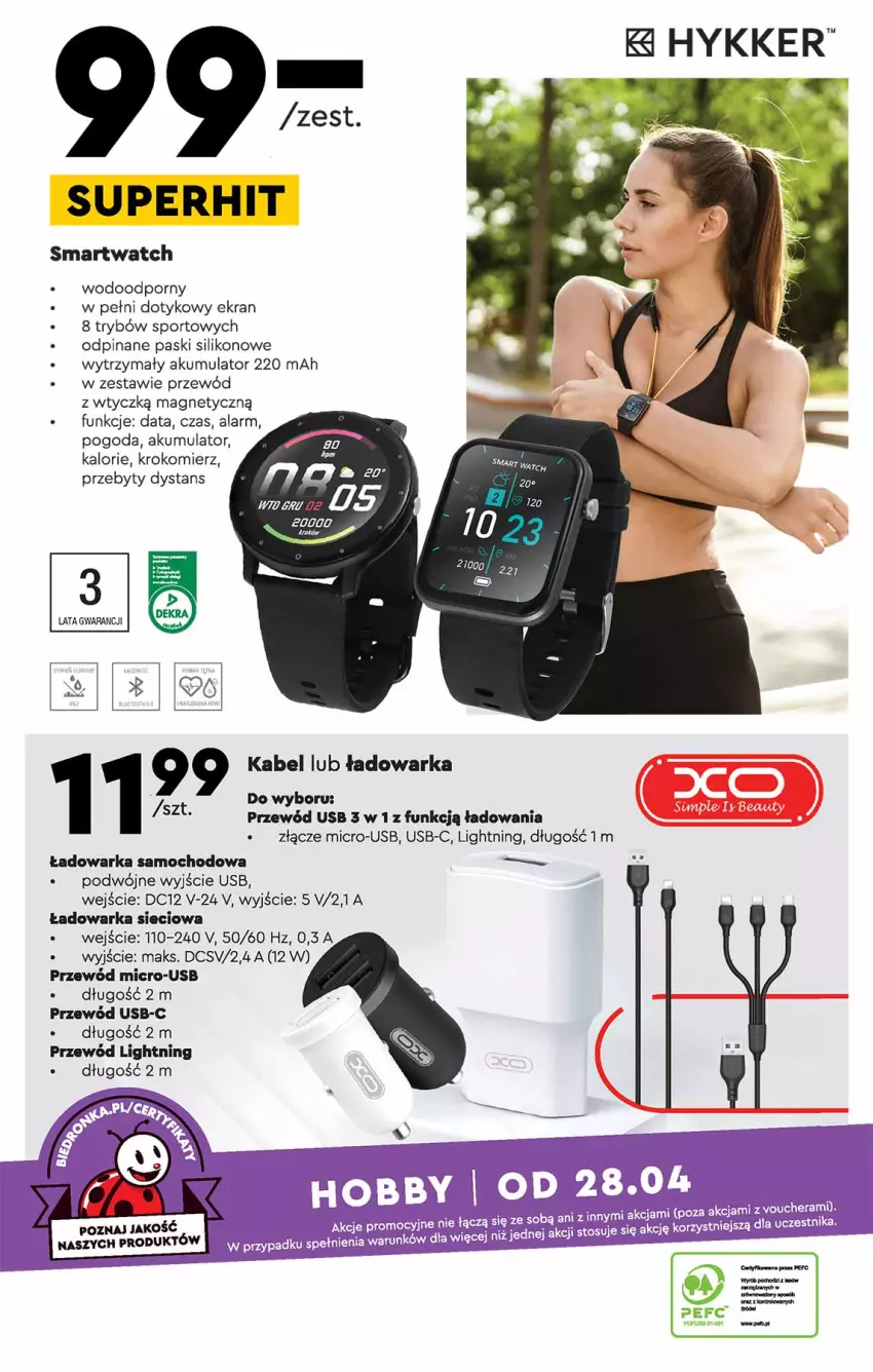 Gazetka promocyjna Biedronka - Okazje tygodnia - ważna 25.04 do 11.05.2022 - strona 32 - produkty: Akumulator, Hobby, Krokomierz, Por, Przewód, Smartwatch, Sport, Warka