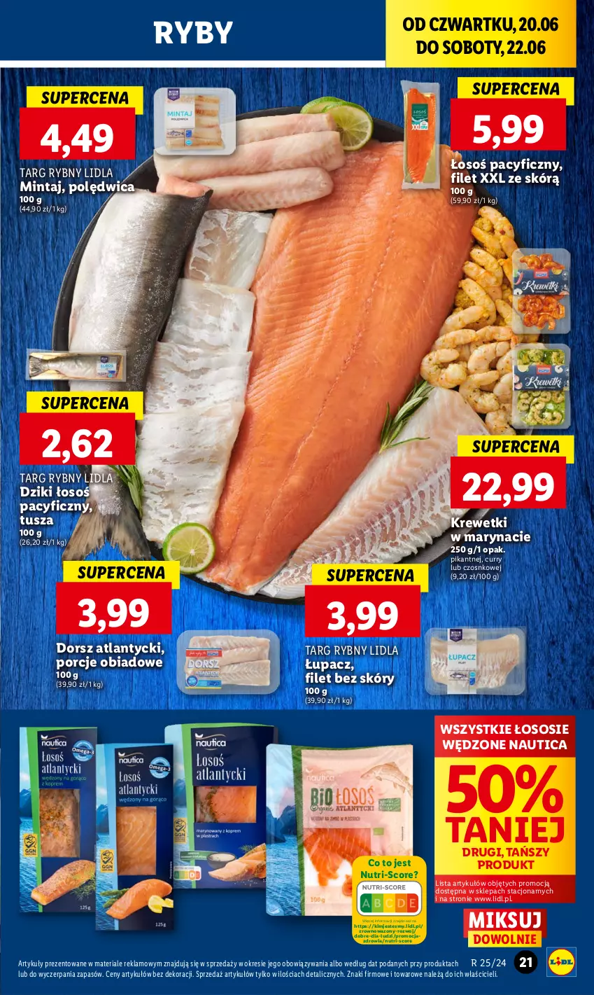 Gazetka promocyjna Lidl - GAZETKA - ważna 20.06 do 22.06.2024 - strona 25 - produkty: Dorsz, Krewetki, Mintaj, Polędwica, Por, Sos, Tusz, Wazon