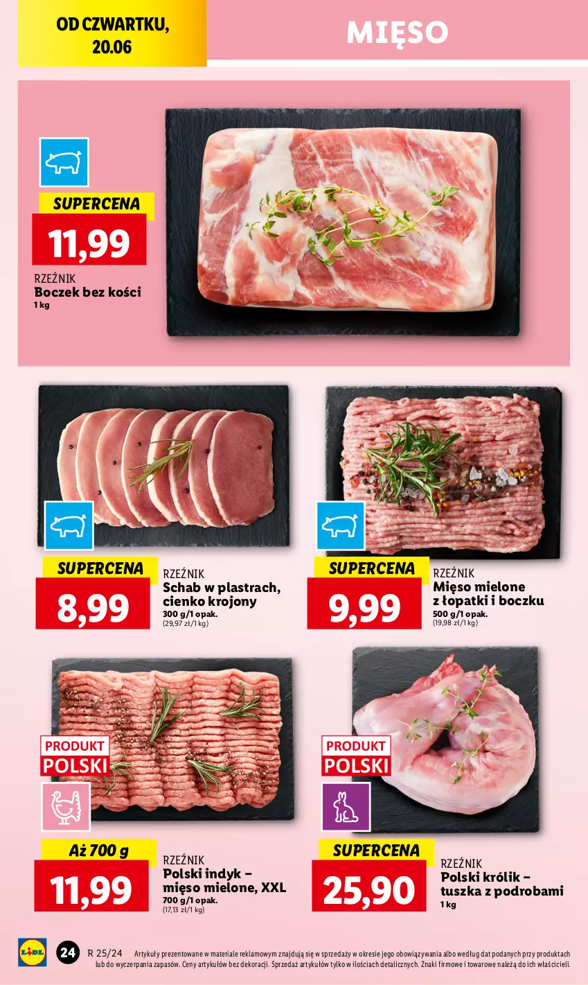 Gazetka promocyjna Lidl - GAZETKA - ważna 20.06 do 22.06.2024 - strona 30 - produkty: Boczek, Boczek bez kości, Królik, Mięso, Mięso mielone, Tusz