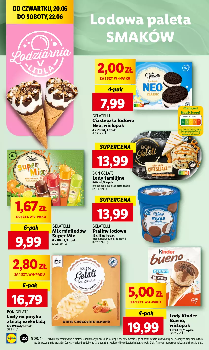 Gazetka promocyjna Lidl - GAZETKA - ważna 20.06 do 22.06.2024 - strona 34 - produkty: Fa, Kinder, Kinder Bueno, Lody, Paleta, Praliny, Wazon