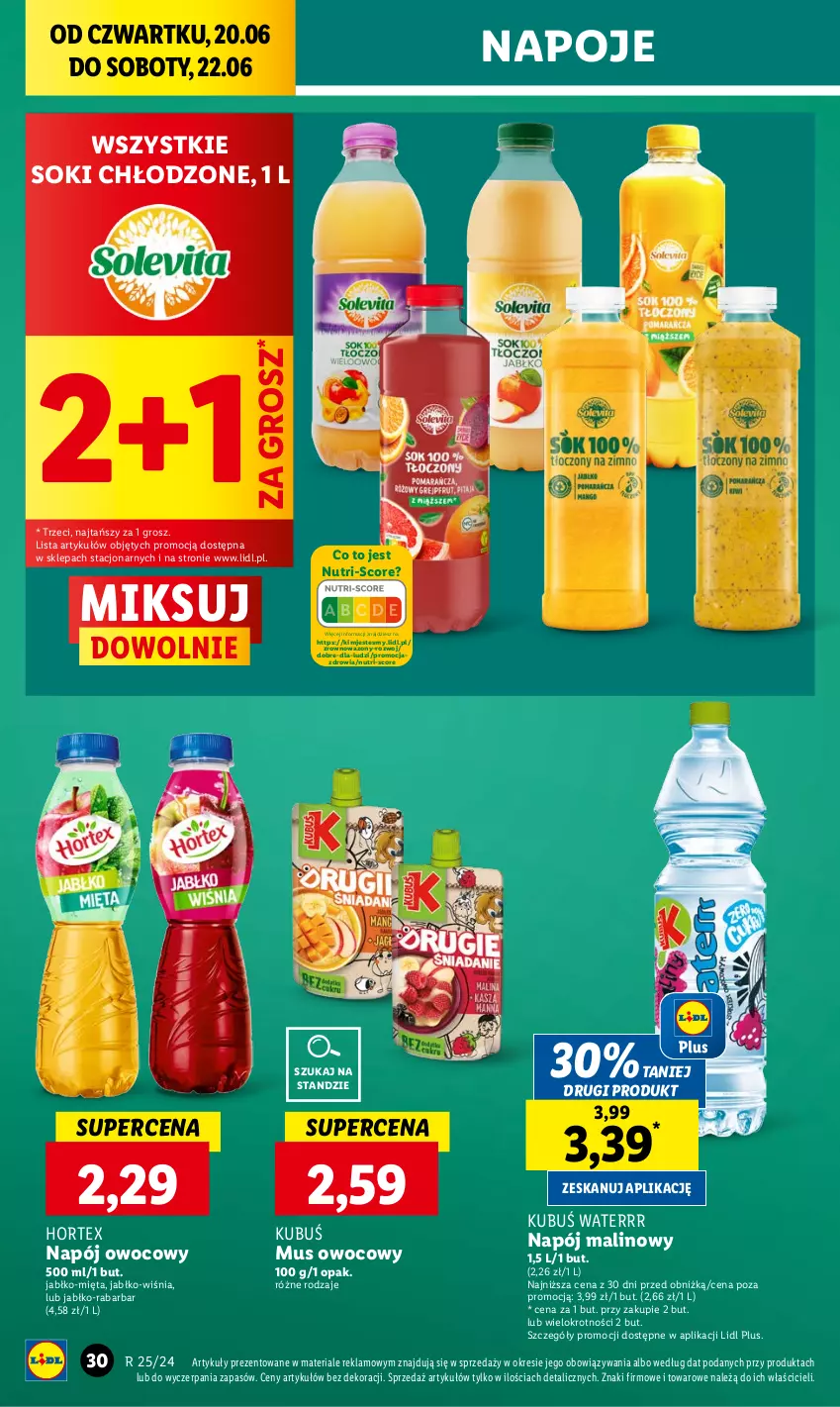 Gazetka promocyjna Lidl - GAZETKA - ważna 20.06 do 22.06.2024 - strona 38 - produkty: Hortex, Kubuś, Kubuś Waterrr, Mięta, Mus, Napój, Napoje, Sok, Wazon