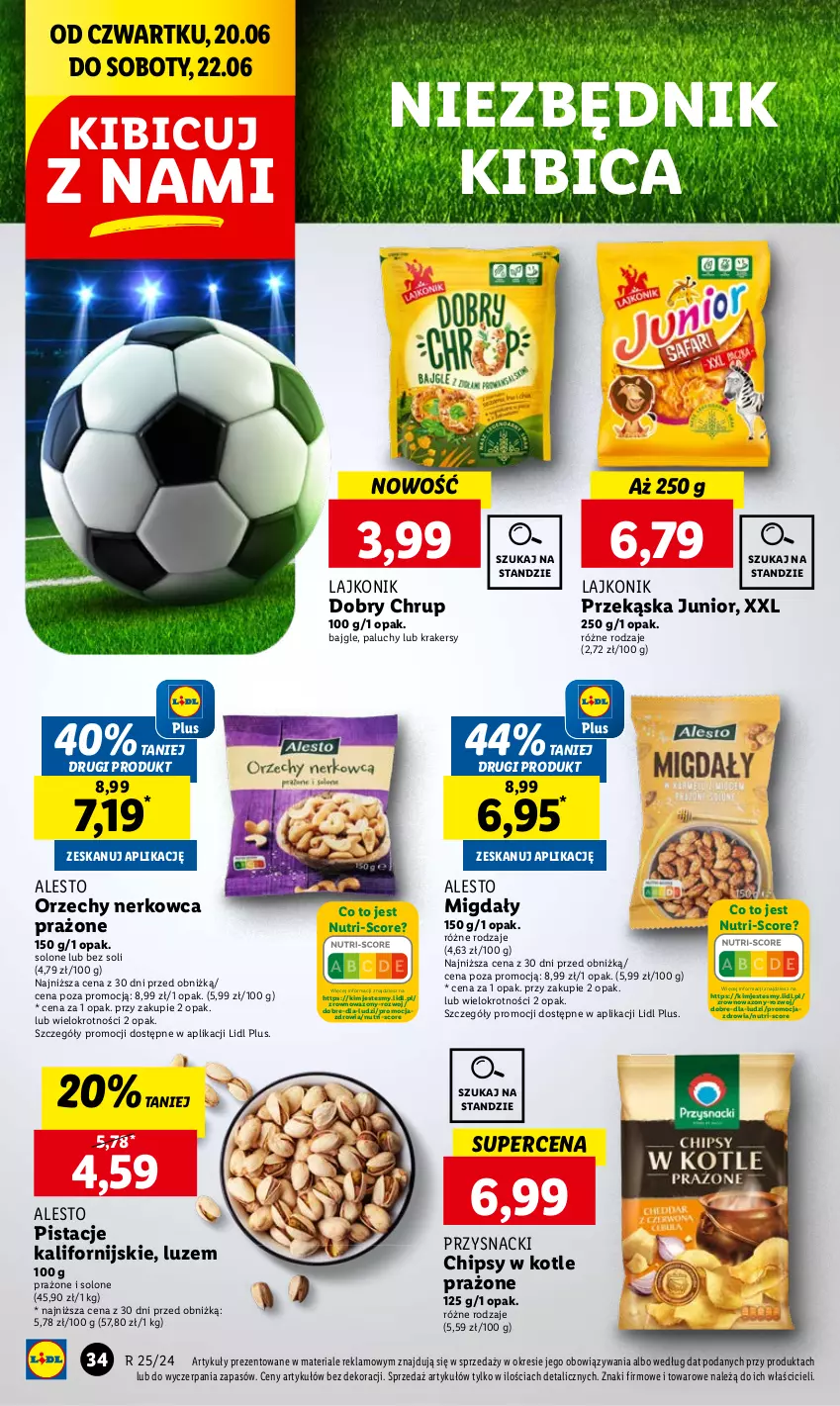 Gazetka promocyjna Lidl - GAZETKA - ważna 20.06 do 22.06.2024 - strona 42 - produkty: Bajgle, BIC, Chipsy, Krakersy, Lajkonik, Migdały, Pistacje, Przysnacki, Wazon