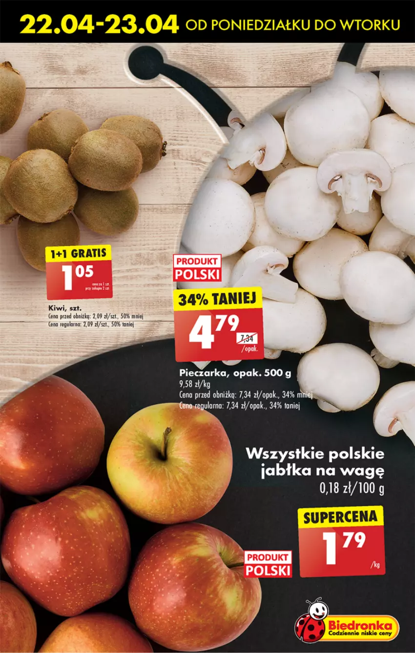 Gazetka promocyjna Biedronka - Od poniedzialku - ważna 22.04 do 27.04.2024 - strona 19 - produkty: Jabłka, Kiwi, Piec, Pieczarka