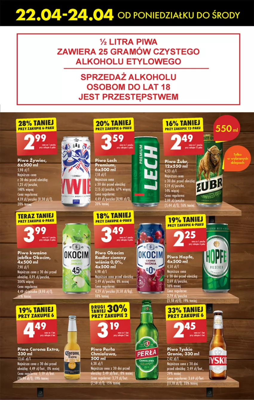 Gazetka promocyjna Biedronka - Od poniedzialku - ważna 22.04 do 27.04.2024 - strona 45 - produkty: Corona Extra, Gra, Hopfe, Koc, Okocim, Perła, Piwa, Piwo, Por, Radler, Tyskie