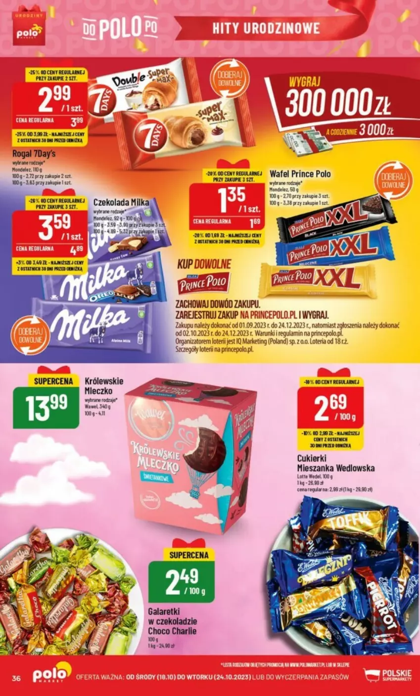 Gazetka promocyjna PoloMarket - ważna 18.10 do 24.11.2023 - strona 30 - produkty: Cukier, Cukierki, Czekolada, Gala, Galaretki, Gra, Królewski, Królewskie Mleczko, Mieszanka wedlowska, Milka, Mleczko, Prince Polo, Rogal, Tran