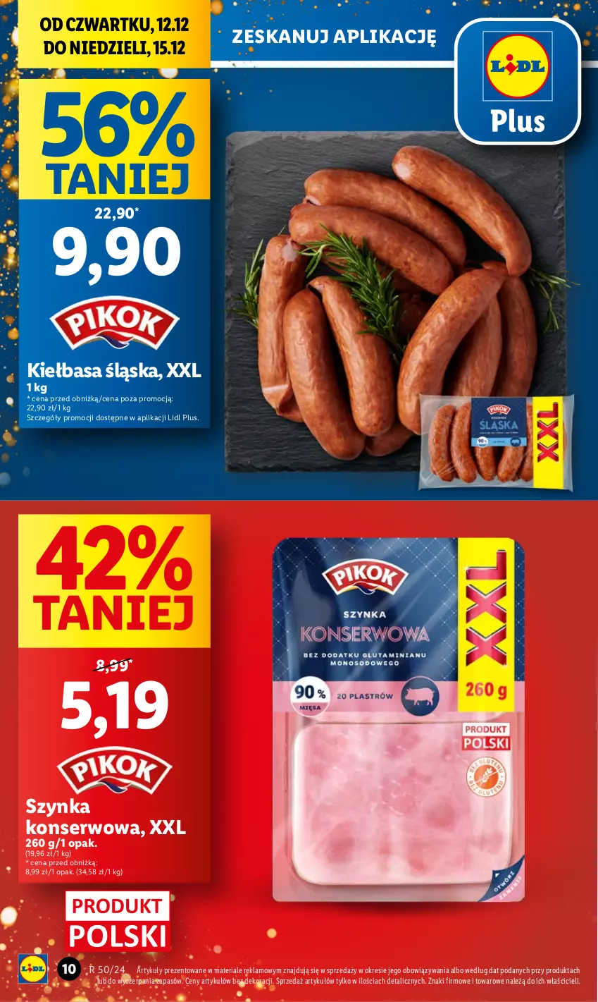 Gazetka promocyjna Lidl - GAZETKA - ważna 12.12 do 15.12.2024 - strona 10 - produkty: Kiełbasa, Kiełbasa śląska, Ser, Szynka, Szynka konserwowa