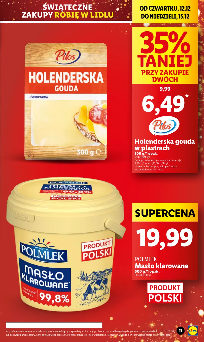 Gazetka promocyjna Lidl - GAZETKA - ważna 12.12 do 15.12.2024 - strona 11 - produkty: Gouda, Masło, Masło klarowane, POLMLEK