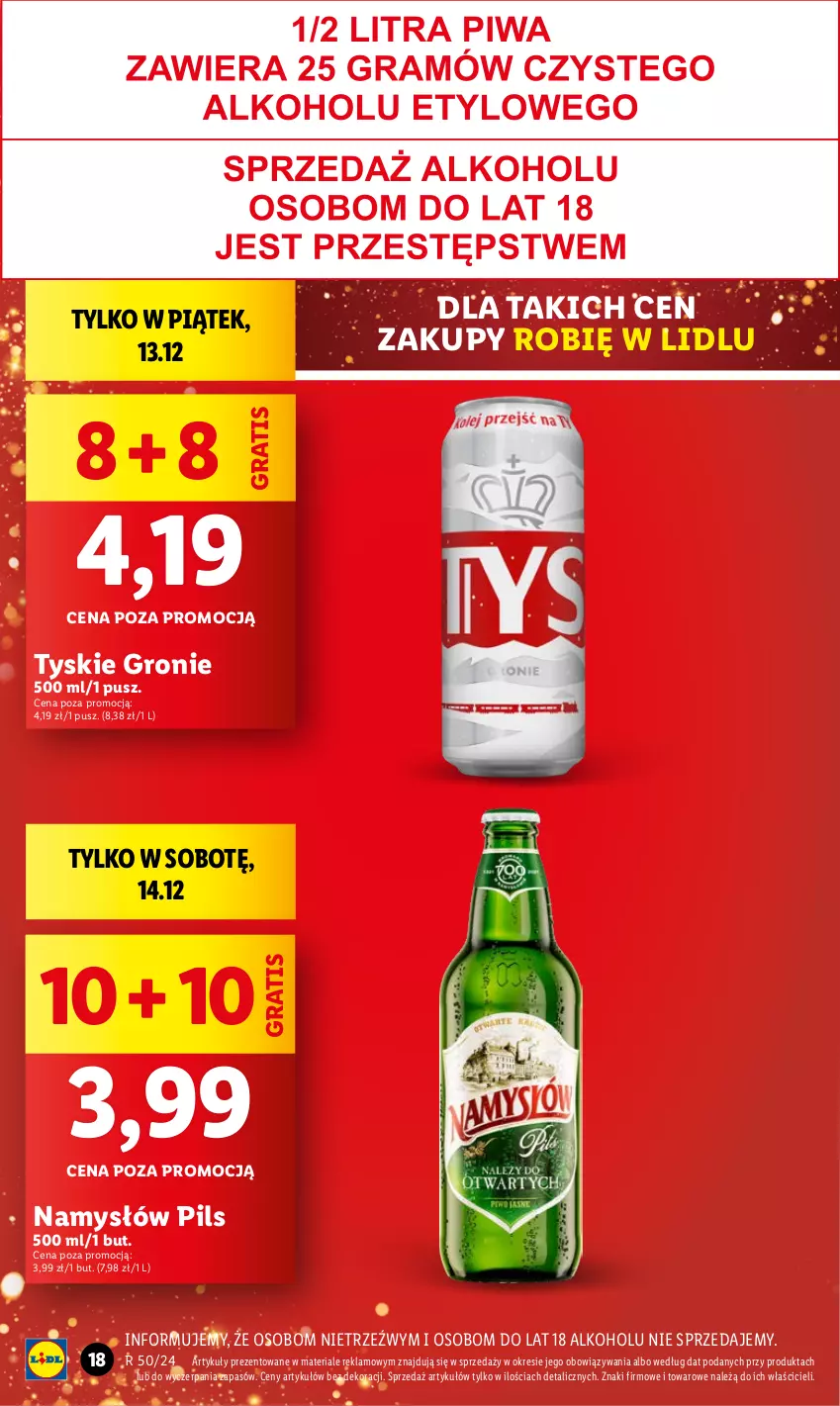 Gazetka promocyjna Lidl - GAZETKA - ważna 12.12 do 15.12.2024 - strona 18 - produkty: Gra, Namysłów, Tyskie