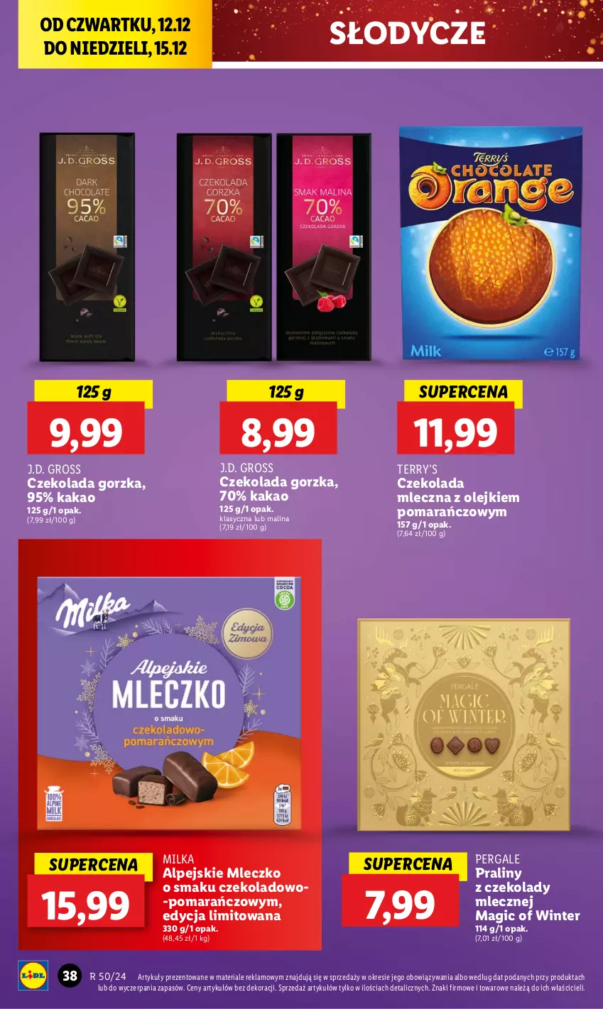 Gazetka promocyjna Lidl - GAZETKA - ważna 12.12 do 15.12.2024 - strona 40 - produkty: Czekolada, Czekolada gorzka, Czekolada mleczna, Kakao, Milka, Mleczko, Olej, Praliny