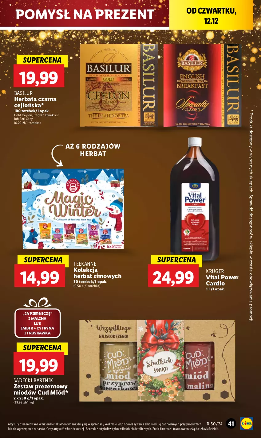 Gazetka promocyjna Lidl - GAZETKA - ważna 12.12 do 15.12.2024 - strona 43 - produkty: Earl Grey, Fa, Herbata, Herbata czarna, Imbir, Miód, Teekanne, Torebka, Zestaw prezentowy