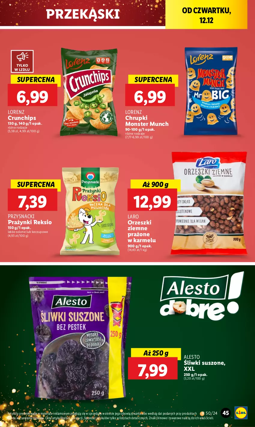 Gazetka promocyjna Lidl - GAZETKA - ważna 12.12 do 15.12.2024 - strona 47 - produkty: Chrupki, Crunchips, Lorenz, Monster Munch, Orzeszki, Orzeszki ziemne, Przysnacki