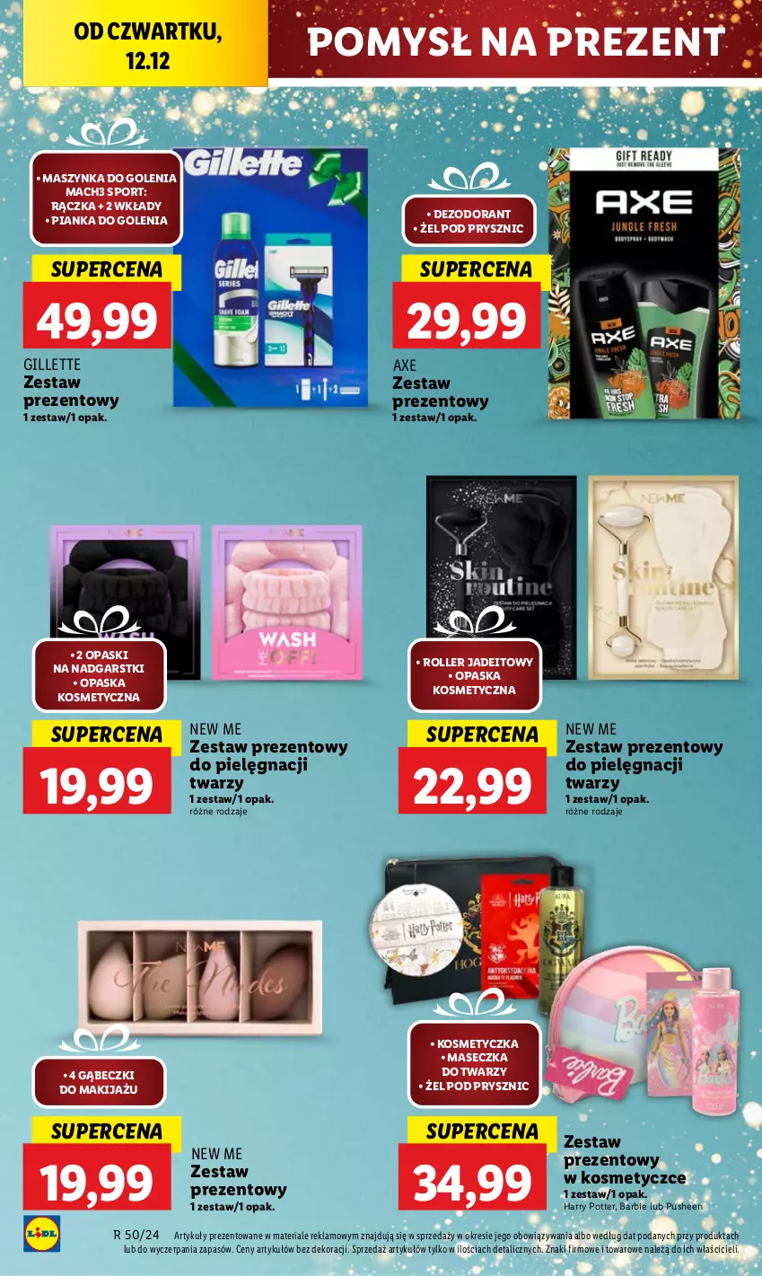 Gazetka promocyjna Lidl - GAZETKA - ważna 12.12 do 15.12.2024 - strona 56 - produkty: Barbie, Dezodorant, Gillette, Harry Potter, Kosmetyczka, Mach3, Makijaż, Maszynka, Maszynka do golenia, Opaska, Pianka do golenia, Por, Roller, Sport, Szynka, Zestaw prezentowy