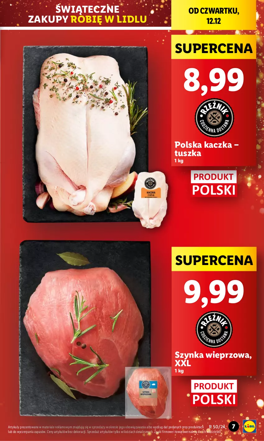 Gazetka promocyjna Lidl - GAZETKA - ważna 12.12 do 15.12.2024 - strona 7 - produkty: Kaczka, Szynka, Szynka wieprzowa, Tusz