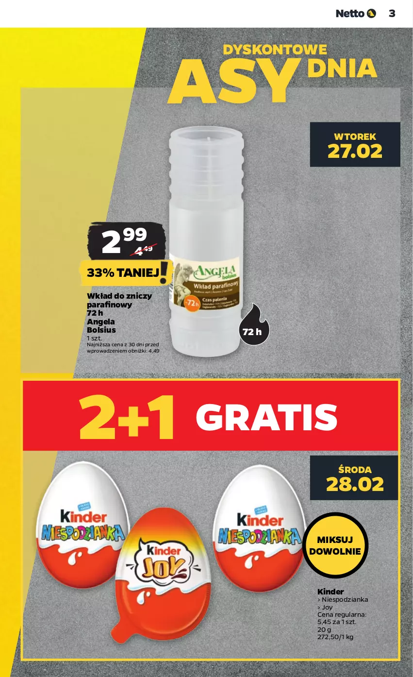 Gazetka promocyjna Netto - Artykuły spożywcze - ważna 26.02 do 02.03.2024 - strona 3 - produkty: Bols, Bolsius, Gra, Kinder, Znicz