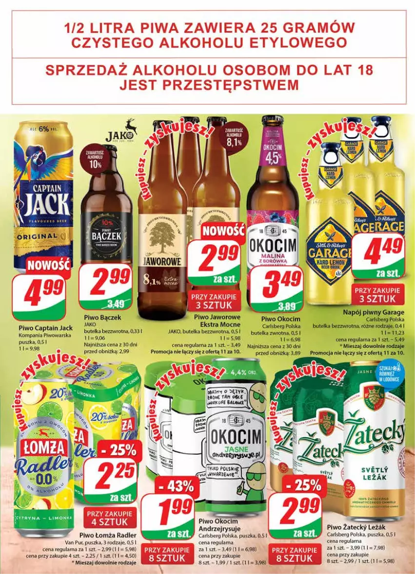 Gazetka promocyjna Dino - Gazetka 37 - ważna 13.09 do 19.09.2023 - strona 19 - produkty: Captain Jack, Carlsberg, Koc, Okocim, Piwo, Pur, Radler