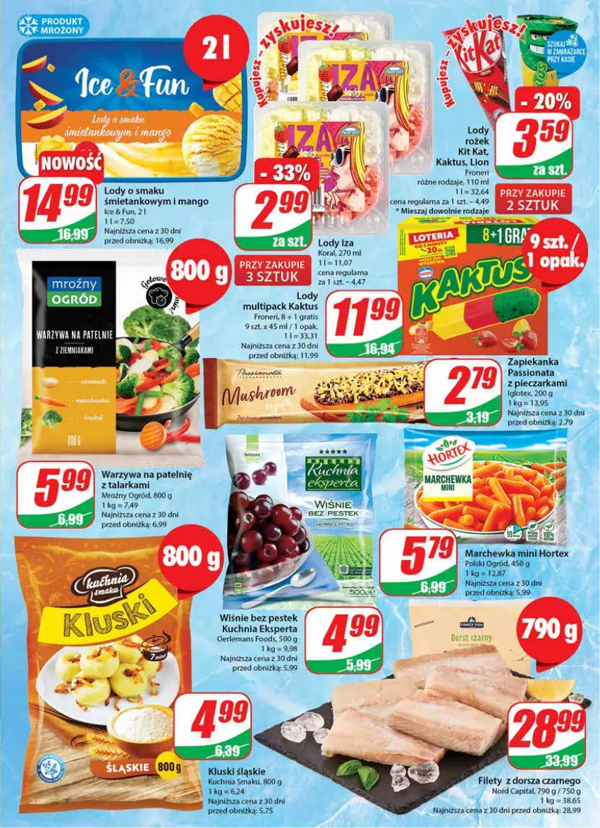 Gazetka promocyjna Dino - Gazetka 37 - ważna 13.09 do 19.09.2023 - strona 9 - produkty: Dorsz, Gra, Kaktus, Kit Kat, Kuchnia, Lion, Lody, Mango, Ogród, Stek, Warzywa