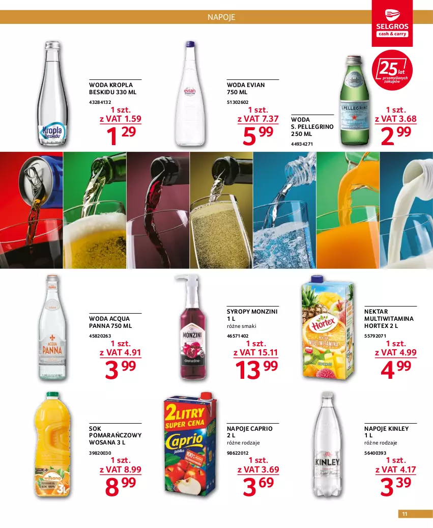 Gazetka promocyjna Selgros - Oferta gastronomiczna - ważna 20.10 do 02.11.2022 - strona 11 - produkty: Acqua Panna, Hortex, Napoje, Nektar, Sok, Sok pomarańczowy, Syrop, Syropy, Woda, Wosana