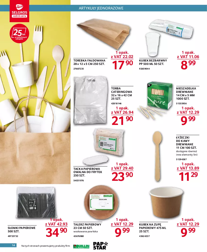 Gazetka promocyjna Selgros - Oferta gastronomiczna - ważna 20.10 do 02.11.2022 - strona 14 - produkty: Fa, Kubek, Papier, Talerz, Talerz papierowy, Torba, Torebka