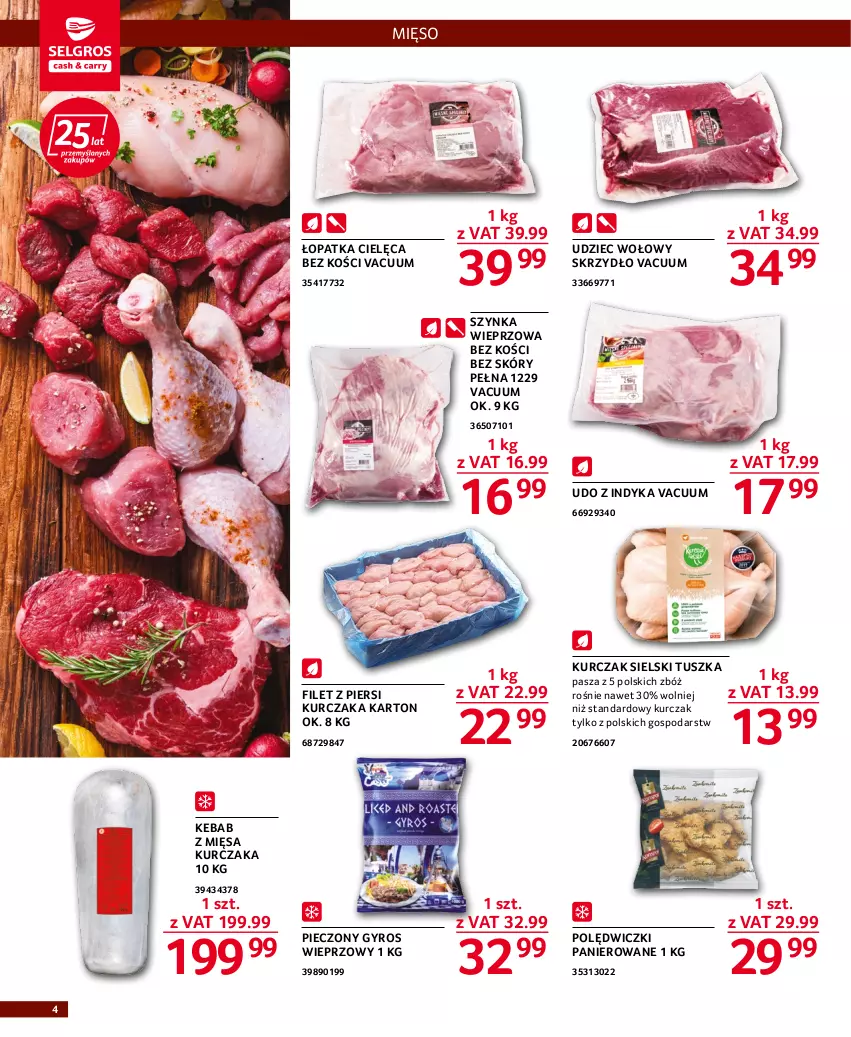 Gazetka promocyjna Selgros - Oferta gastronomiczna - ważna 20.10 do 02.11.2022 - strona 4 - produkty: Filet z piersi kurczaka, Gyros, Kebab, Kurczak, Mięso, Piec, Polędwiczki panierowane, Szynka, Szynka wieprzowa, Tusz, Udziec wołowy