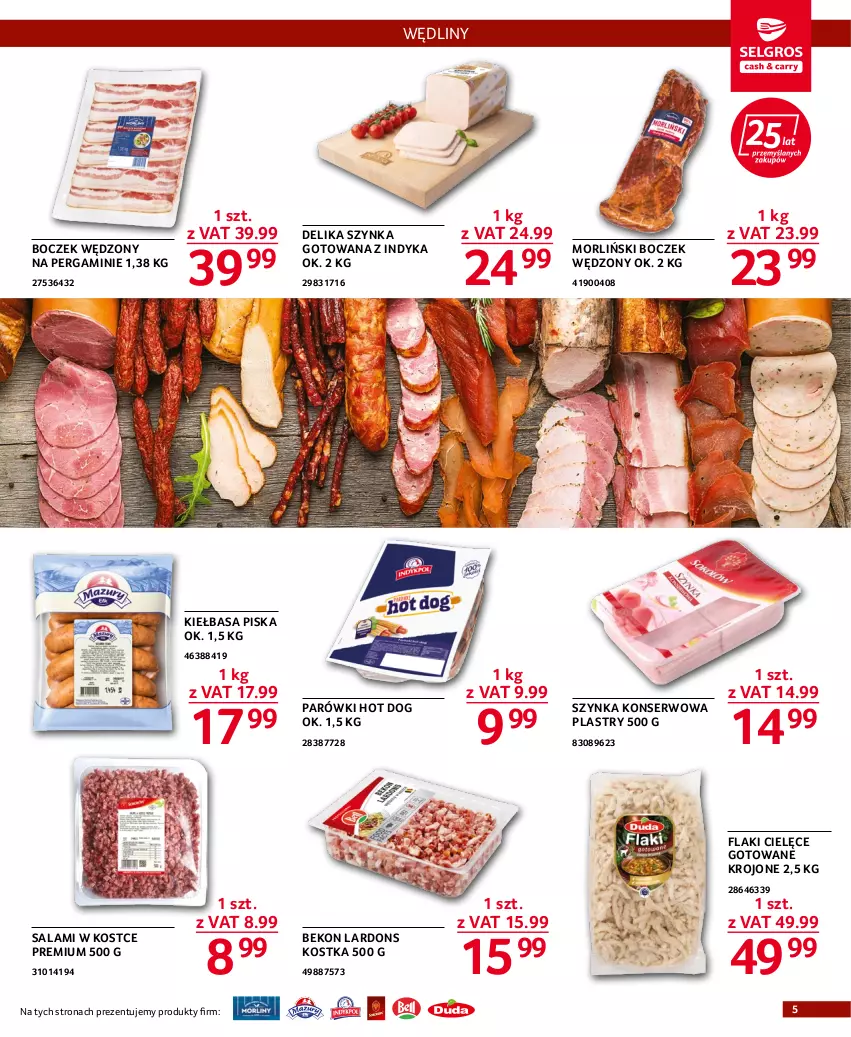 Gazetka promocyjna Selgros - Oferta gastronomiczna - ważna 20.10 do 02.11.2022 - strona 5 - produkty: Beko, Boczek, Flaki, Hot dog, Kiełbasa, Parówki, Parówki hot dog, Salami, Ser, Szynka, Szynka konserwowa