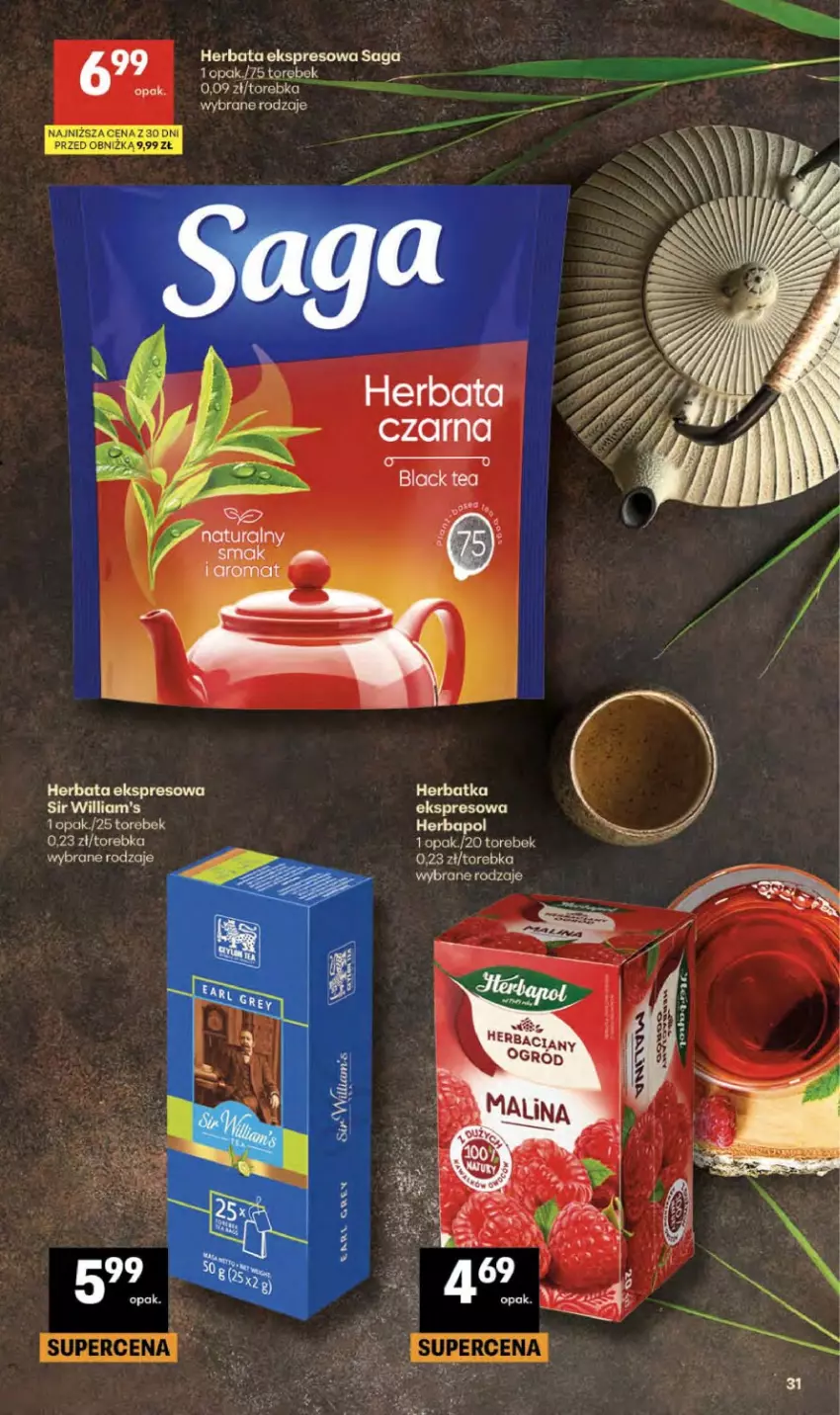 Gazetka promocyjna Delikatesy Centrum - Franczyza DC15 Czwartek - ważna 09.04 do 15.04.2026 - strona 31 - produkty: Herbapol, Herbata, Herbata czarna, Lack, Saga, Torebka