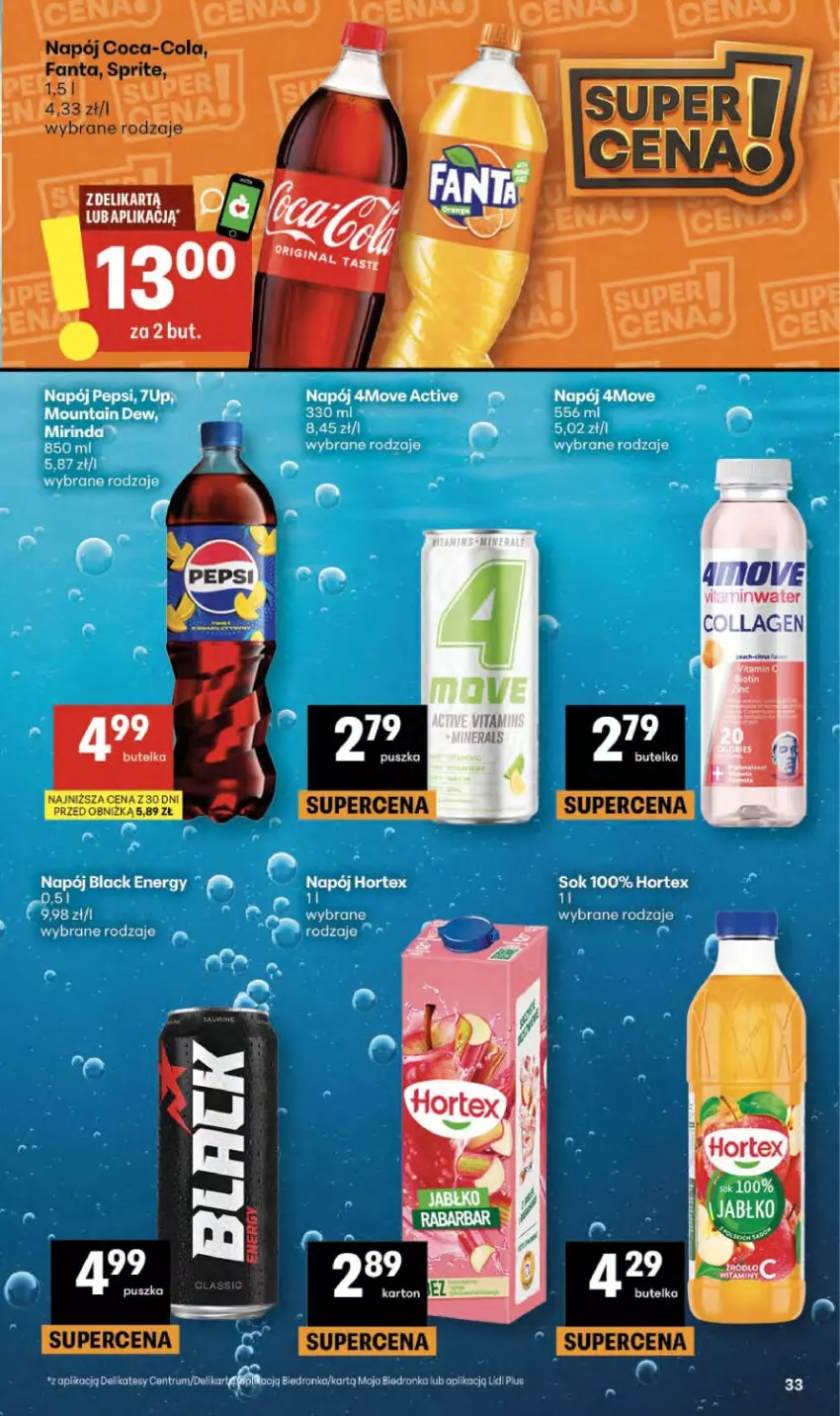 Gazetka promocyjna Delikatesy Centrum - Franczyza DC15 Czwartek - ważna 09.04 do 15.04.2026 - strona 33 - produkty: Coca-Cola, Dron, Fa, Fanta, Napój, Sprite