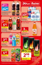 Gazetka promocyjna Auchan - Gazetka 30 Lat Hipermarket Auchan - Gazetka - ważna od 06.05 do 06.05.2026 - strona 37 - produkty: Sok, Por, Gin, Coca-Cola, Napoje, Sok jabłkowy, Podlaski, Tymbark, Oshee, Fanta, Woda, Sprite, Napój, Nektar, Grejpfrut, Fa