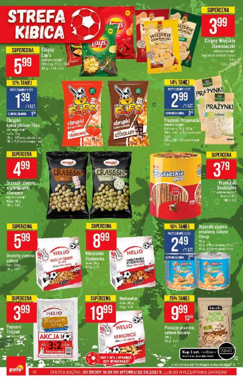 Gazetka promocyjna PoloMarket - Gazetka pomocyjna - ważna 16.06 do 22.06.2021 - strona 38 - produkty: Beskidzki, Chipsy, Fa, LG, Pistacje