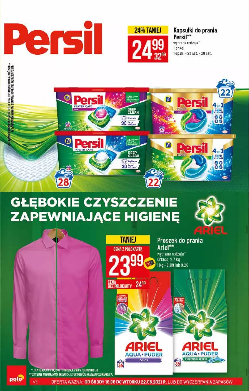 Gazetka promocyjna PoloMarket - Gazetka pomocyjna - ważna 16.06 do 22.06.2021 - strona 42 - produkty: Ariel, BIC, Kapsułki do prania, Persil, Proszek do prania, Puder