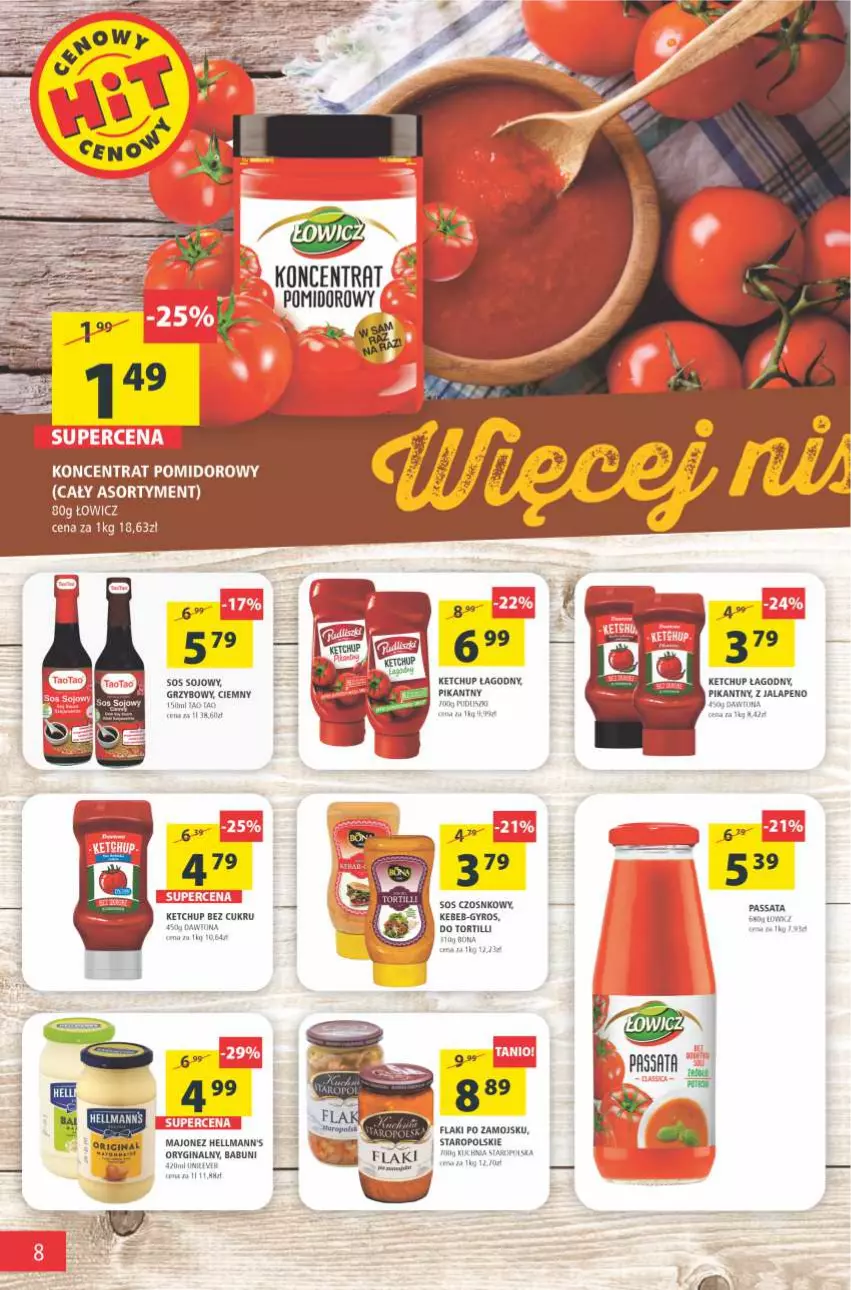 Gazetka promocyjna Arhelan - Gazetka - ważna 04.06 do 13.06.2021 - strona 8 - produkty: Babuni, Dawtona, Flaki, Flaki po zamojsku, Gin, Gyros, Ketchup, Koncentrat pomidorowy, LG, Majonez