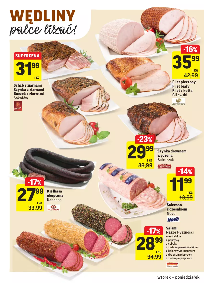 Gazetka promocyjna Intermarche - Gazetka promocyjna - ważna 10.08 do 16.08.2021 - strona 14 - produkty: Boczek, Fa, Kabanos, Kiełbasa, Piec, Pieprz, Salami, Salceson, Sok, Sokołów, Szynka