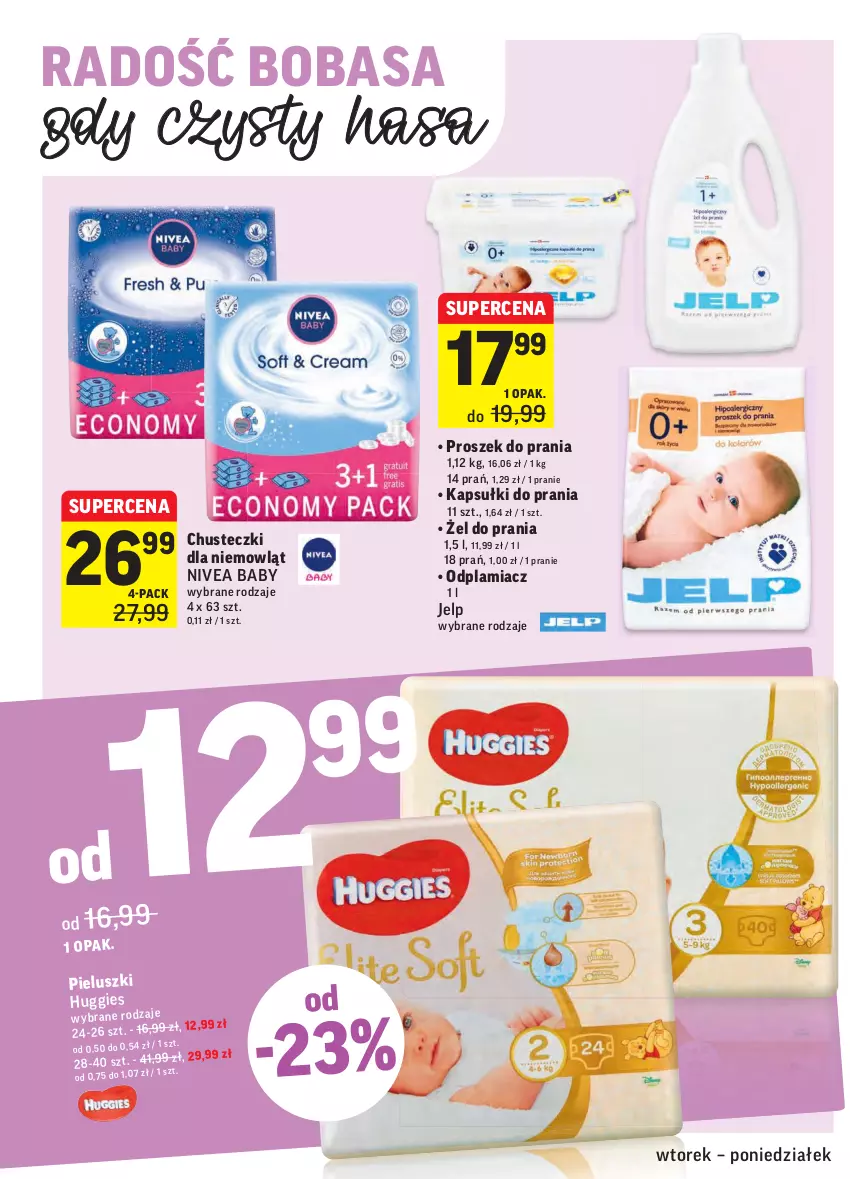 Gazetka promocyjna Intermarche - Gazetka promocyjna - ważna 10.08 do 16.08.2021 - strona 32 - produkty: Chusteczki, Huggies, Kapsułki do prania, Nivea, Nivea Baby, Odplamiacz, Proszek do prania