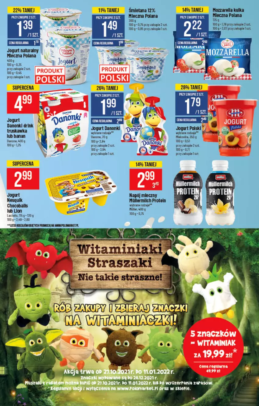 Gazetka promocyjna PoloMarket - Gazetka pomocyjna - ważna 03.11 do 09.11.2021 - strona 21 - produkty: Danone, Danonki, Fa, Jogurt, Jogurt naturalny, LANA, Lion, Miecz, Mozzarella, Napój