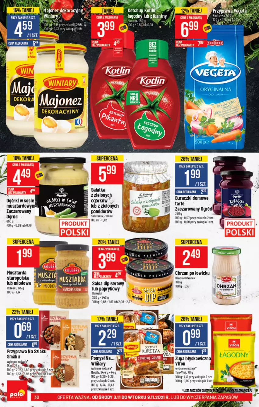 Gazetka promocyjna PoloMarket - Gazetka pomocyjna - ważna 03.11 do 09.11.2021 - strona 30 - produkty: Buraczki, Chrzan, Ketchup, Kurczak, LG, Mus, Musztarda, Ogród, Rum, Sałat, Sałatka, Salsa, Ser, Sos, Zupa