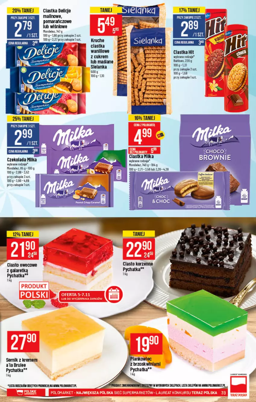 Gazetka promocyjna PoloMarket - Gazetka pomocyjna - ważna 03.11 do 09.11.2021 - strona 39 - produkty: Brownie, Ciastka, Czekolada, Delicje, Fa, Gala, Milka, Ser