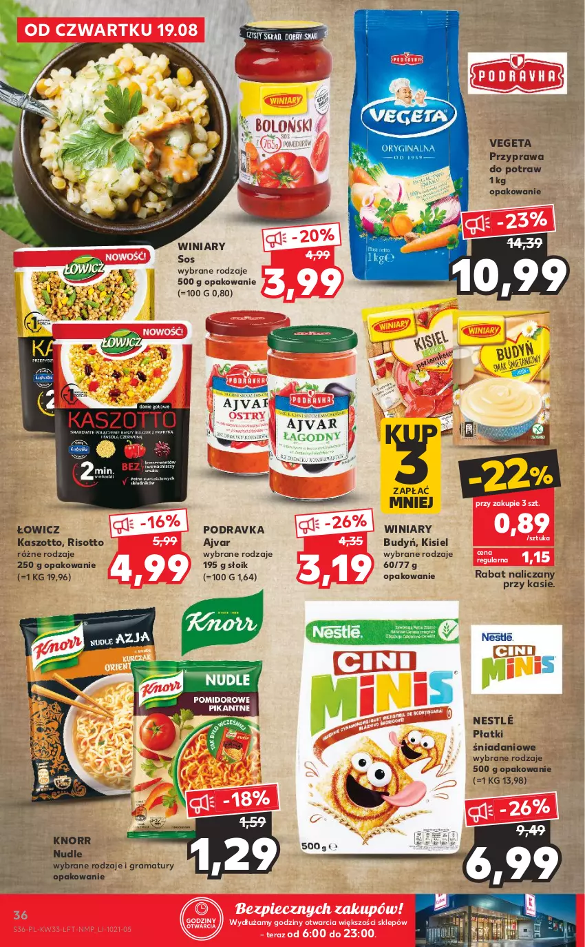 Gazetka promocyjna Kaufland - OFERTA TYGODNIA - ważna 19.08 do 25.08.2021 - strona 36 - produkty: Budyń, Danio, Gra, Kisiel, Knorr, Nestlé, Piec, Podravka, Przyprawa do potraw, Rama, Sos, Tera, Vegeta, Winiary, Zott