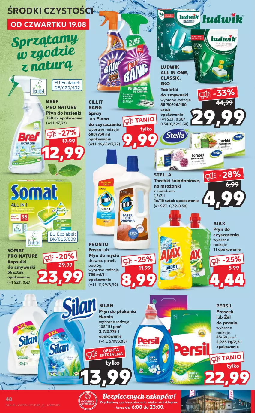 Gazetka promocyjna Kaufland - OFERTA TYGODNIA - ważna 19.08 do 25.08.2021 - strona 48 - produkty: Ajax, Bref, Cillit Bang, Danio, Ludwik, Persil, Piec, Płyn do mycia, Płyn do płukania, Pronto, Silan, Somat, Tablet, Tabletki do zmywarki, Tera, Zmywarki