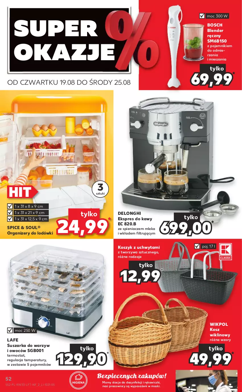 Gazetka promocyjna Kaufland - OFERTA TYGODNIA - ważna 19.08 do 25.08.2021 - strona 52 - produkty: Blender, Blender ręczny, Bosch, Kosz, Organizer, Piec, Pojemnik, Suszarka, Termos